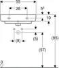 A technical drawing with dimensions for a sink. Produktbild-Vorschau