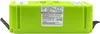 A bright green battery pack for a robot vacuum cleaner, with a white label containing product information and logos. Náhľad obrázku produktu