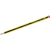A yellow pencil with black stripes and red eraser tip on a white background. Anteprima dell’immagine prodotto