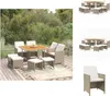 vidaXL 9-tlg. Garten-Essgruppe mit Kissen Poly Rattan Beige Produktbild-Vorschau 1