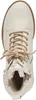 A top-down view of a white boot with beige laces and a brown trim. Produktbild-Vorschau