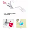 Close-up shots of sewing machine presser feet and their functions. Produktbild-Vorschau