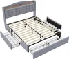 Boxspringbed - 160 x 200 cm, grijs, linnen en metaal, met Productafbeelding-voorbeeld 7
