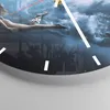 Wanduhr - Rund - Glasuhr - Tauchen Frau Wellen - 40x40cm - Produktbild-Vorschau 5