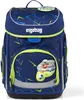 A blue backpack with a soccer-themed design and the brand name 'ergobag' printed on it. Produktbild-Vorschau