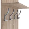 A close-up shot of a wooden coat rack with multiple metal hooks, mounted on a wall. Voir les images du produit