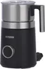 A black and silver milk frother is shown against a white background. Produktbild-Vorschau