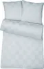 A neatly folded set of bedding, including two pillowcases and a duvet cover, laid out on a white background.