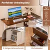 COSTWAY Biurko w kształcie litery L ze stacją ładującą, Podgląd zdjęcia produktu 6