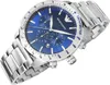 A close-up, angled view of a silver Emporio Armani watch with a blue dial, set against a white background. Náhľad obrázku produktu