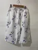 ASKSA Damen Sommer Leinenhose Luftig Hohe Taille Caprihose Produktbild-Vorschau 3
