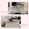 Close-up shots of the base and gas lift mechanism of an office chair, with descriptive text overlays. Produktbild-Vorschau