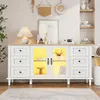 Merax Sideboard mit LED, Multifunktional Kommode mit 6 Produktbild-Vorschau 4