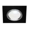 A black square recessed light fixture with a silver trim and a white light. Náhled obrázku produktu