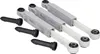 Three shock absorbers and three black mounting pins are arranged diagonally on a white background. Produktbild-Vorschau