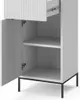 A close-up view of a white cabinet with an open door, revealing two shelves and a drawer above. Náhled obrázku produktu