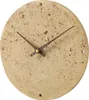 A round clock with a stone-like texture and brown hands is shown against a white background. Produktbild-Vorschau