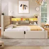 Letto divano Merax 140x190 cm con LED, letto imbottito con Anteprima dell’immagine prodotto 8