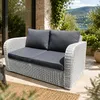 2er Lounge Sofa VITA rundes Polyrattan Eierschalenweiß Produktbild-Vorschau 1