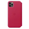 A pink iPhone 11 Pro Max leather flip case is shown from the back. Náhled obrázku produktu