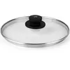 A close-up studio shot of a glass pot lid with a black handle. Podgląd zdjęcia produktu