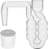A clear glass fermentation airlock and a white rubber stopper are shown against a white background. Produktbild-Vorschau