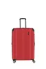 A red trolley suitcase on a white background. Produktbild-Vorschau
