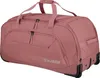 A studio shot of a rose-colored duffel bag with wheels. Produktbild-Vorschau