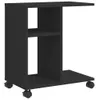A black side table with wheels on a white background. Podgląd zdjęcia produktu