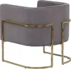 A gray velvet armchair with a gold metal frame, shown from the back. Náhled obrázku produktu