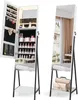 COSTWAY Skrinka na šperky so zrkadlom, uzamykateľná Náhľad obrázku produktu 1