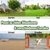 Collage of four images showing agility equipment for dogs in different settings: a garden, a yard, a beach, and an outdoor agility course. Voir les images du produit