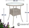 CASARIA® Table de jardin en polyrotin Crème 60 cm résistant Voir les images du produit 2