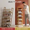 Vertikales Schuhregal, 6-Stöckige, Platzsparend, Weiß Gold Produktbild-Vorschau 3