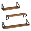 Three wooden shelves with black metal brackets, displayed against a white background. Produktbild-Vorschau