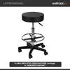 A black rolling stool with a padded seat, set against a white background. Produktbild-Vorschau