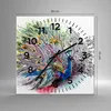 Wanduhr - Quadrat - Glasuhr - Pfau Feder Farbe - 30x30cm - Produktbild-Vorschau 3