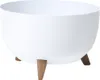 A white bowl-shaped planter with three wooden legs, presented against a white background. Náhled obrázku produktu
