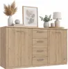 Schubladenkommode 147x84x41cm Anrichte Eiche bianco Produktbild-Vorschau 1