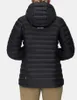 Rear view of a woman wearing a black hooded jacket. Produktbild-Vorschau