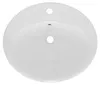 Keramik Waschbecken oval 570x485x195 mm weiß mit Überlauf Produktbild-Vorschau 3