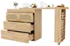 Table de bar avec 6 tiroirs et rotin PE, extensible de 128 Voir les images du produit 12