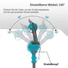 Diagram showing the adjustable angle of a pruning tool with multiple ghosted images of the tool at different angles. Produktbild-Vorschau