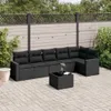 7-tlg. Garten-Sofagarnitur mit Kissen Schwarz Poly Rattan Produktbild-Vorschau 2