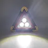 A triangular LED warning light is shown against a gray background, with light emanating from it. Voir les images du produit