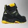 A black and yellow work boot shown from the side against a light gray background. Produktbild-Vorschau