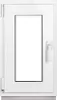 A white PVC window with a clear glass pane and a white handle. Anteprima dell’immagine prodotto