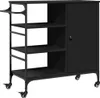 A black kitchen cart with shelves and a cabinet, shown from a front-diagonal angle. Podgląd zdjęcia produktu
