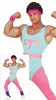 Sport Retro 80s Fun Outfit Gym Neon Look Homme Combinaison Voir les images du produit 1
