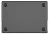 The bottom view of a dark gray laptop case with four black rubber feet. Produktbild-Vorschau
